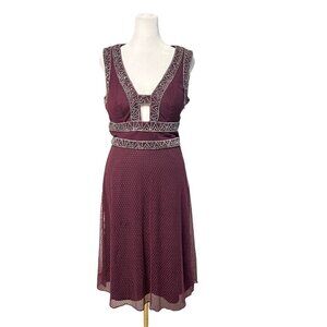 J Kara Beaded Burgundy Overlay Cocktail Evening Prom Homecoming Dress Size 4